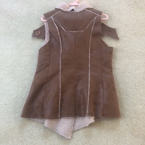 Unique Medium faux suede Sherpa lined vest Western - Picture 3 of 5